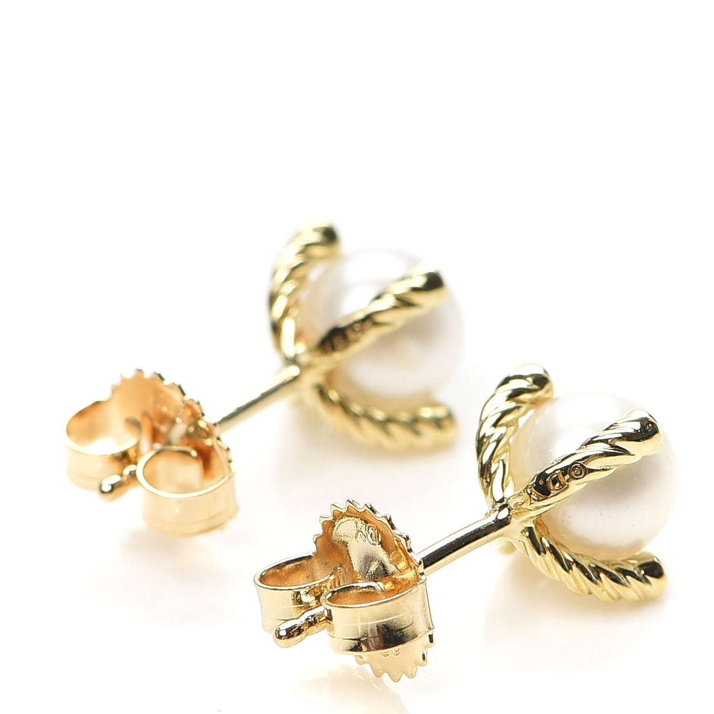 18K Yellow Gold Diamond Pearl 6mm Solari Earrings