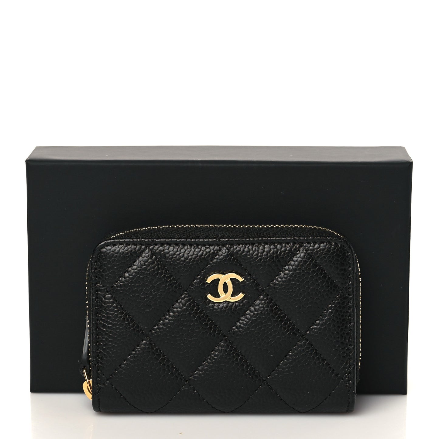 Caviar Quilted Zip Coin Purse Black
