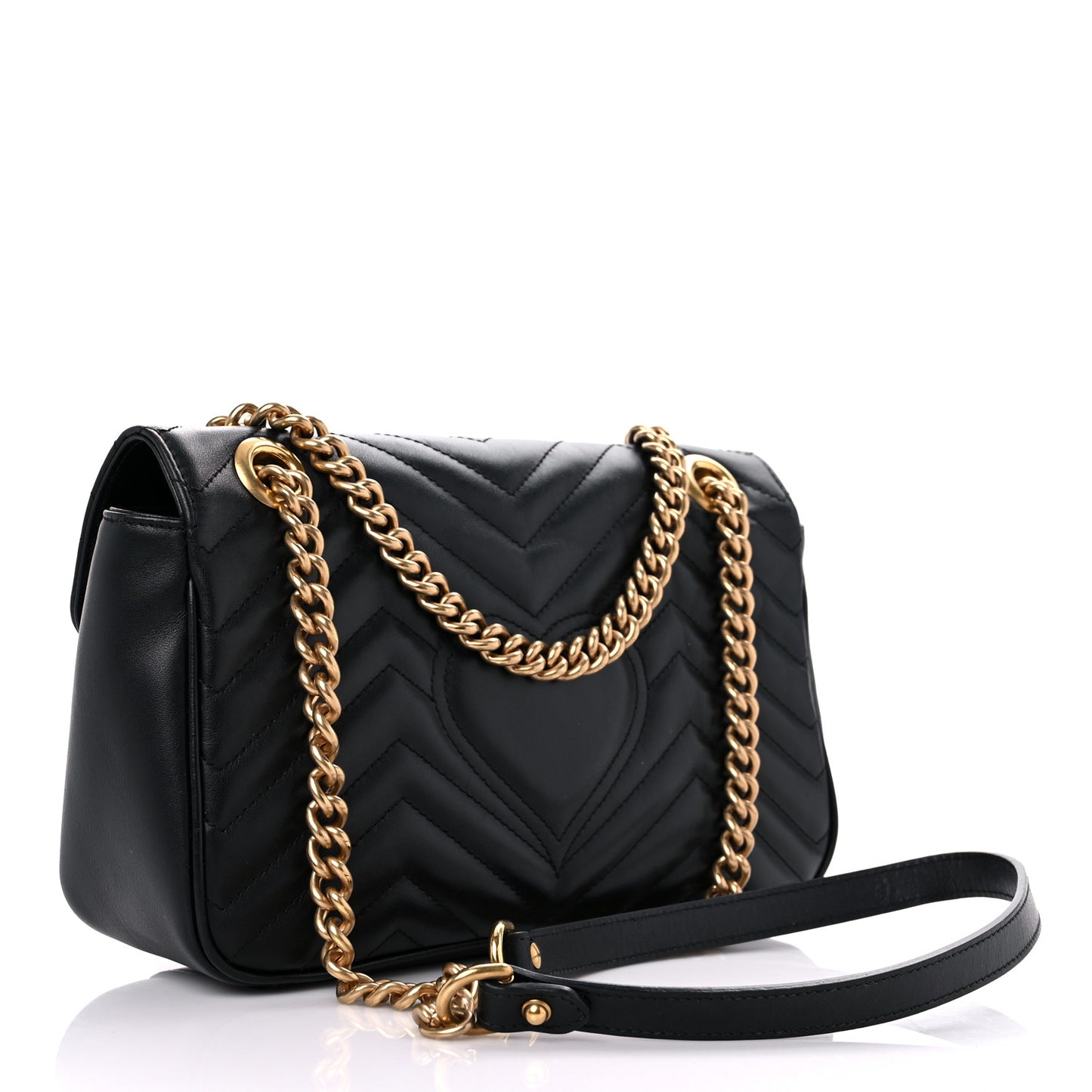 Calfskin Matelasse Small GG Marmont Shoulder Bag Black