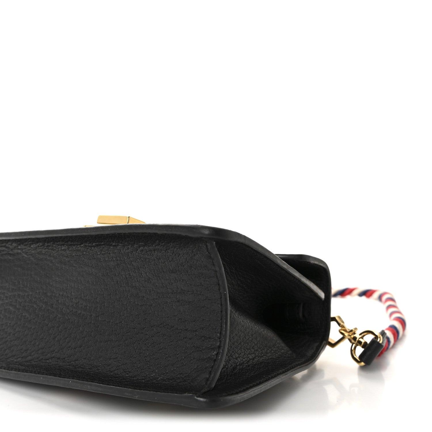 Gucci Textured Calfskin Bee Star Print Mini Sylvie Top Handle Bag Black 10 of 10