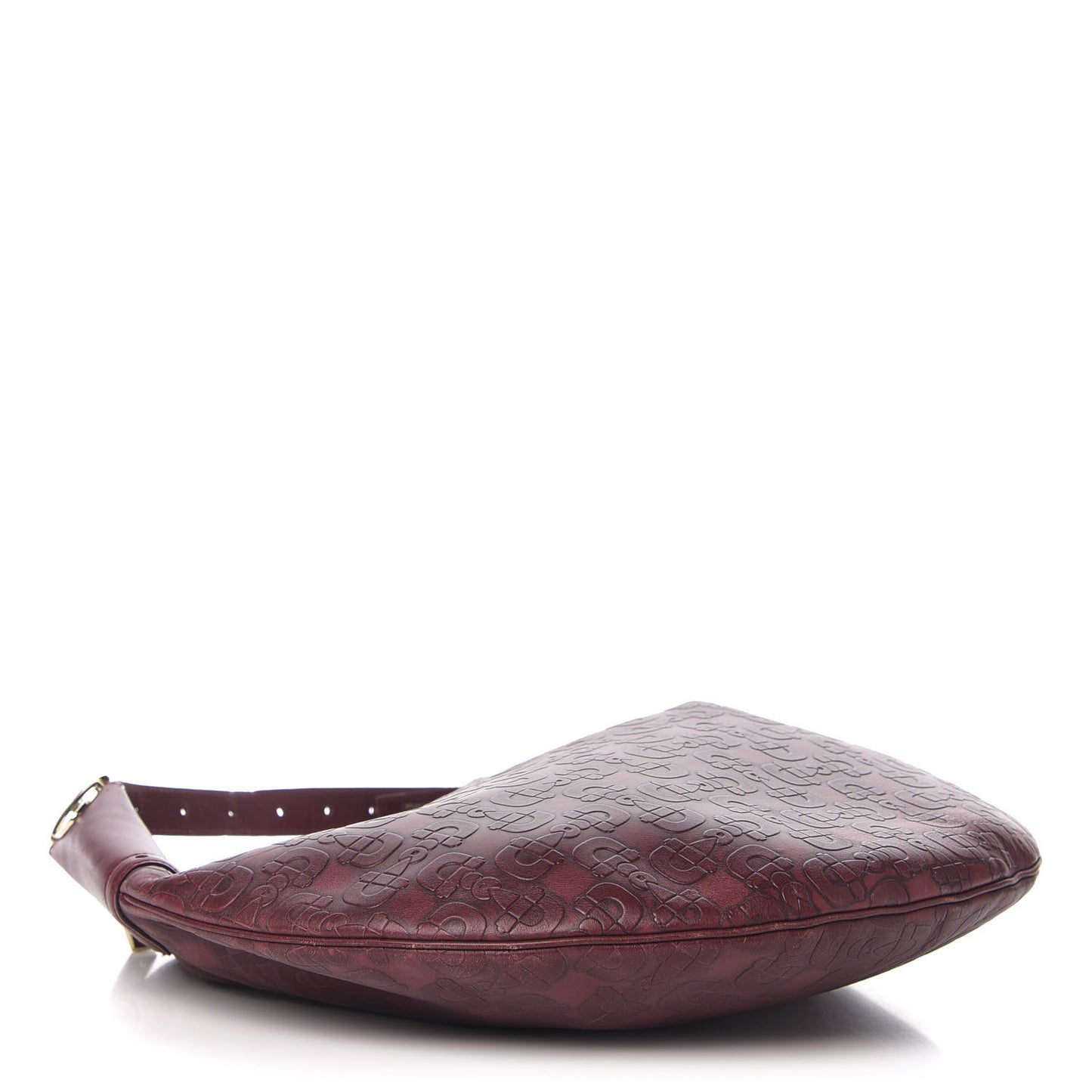 Calfskin Horsebit Embossed Glam Hobo Burgundy