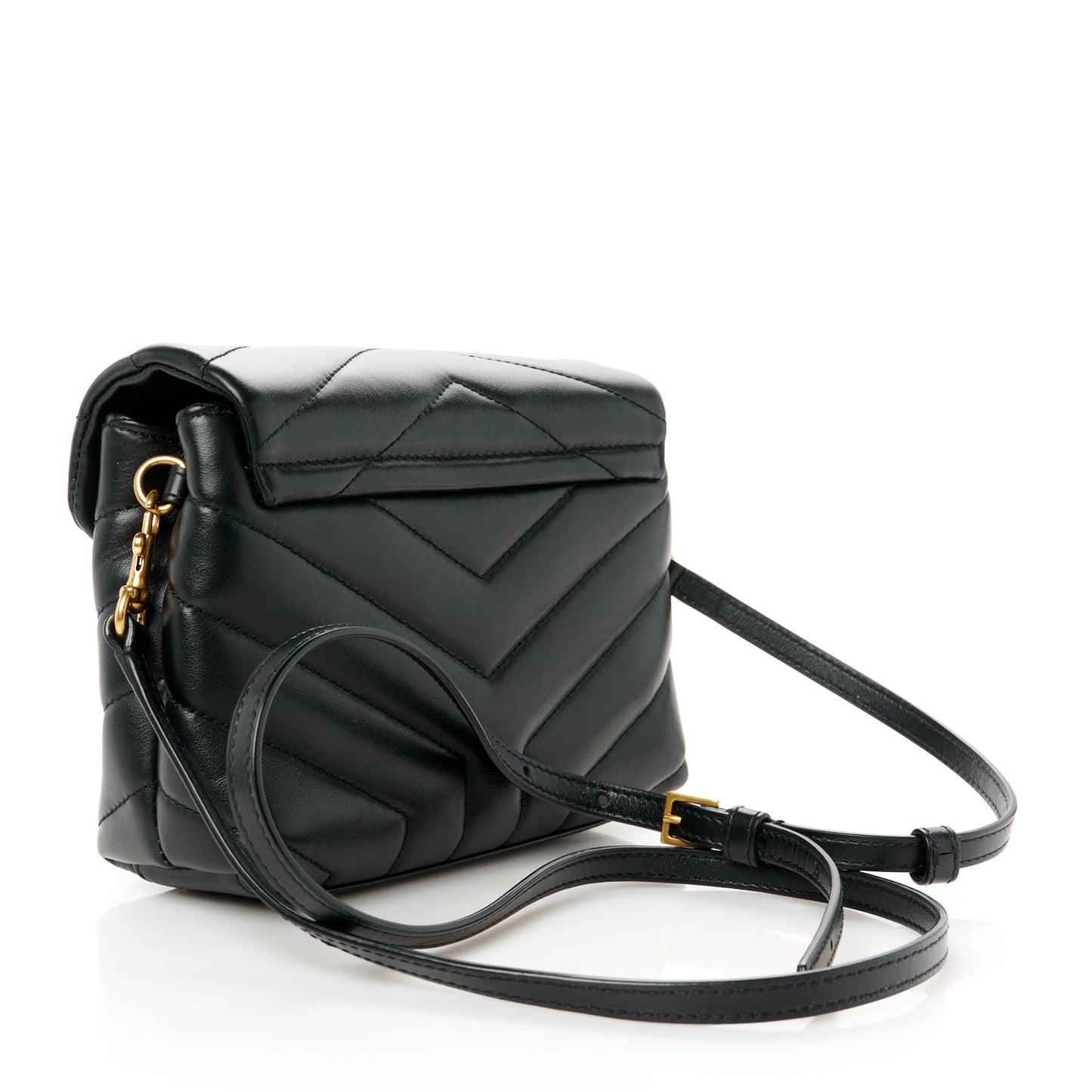 Calfskin Y Quilted Monogram Toy Loulou Crossbody Bag Black