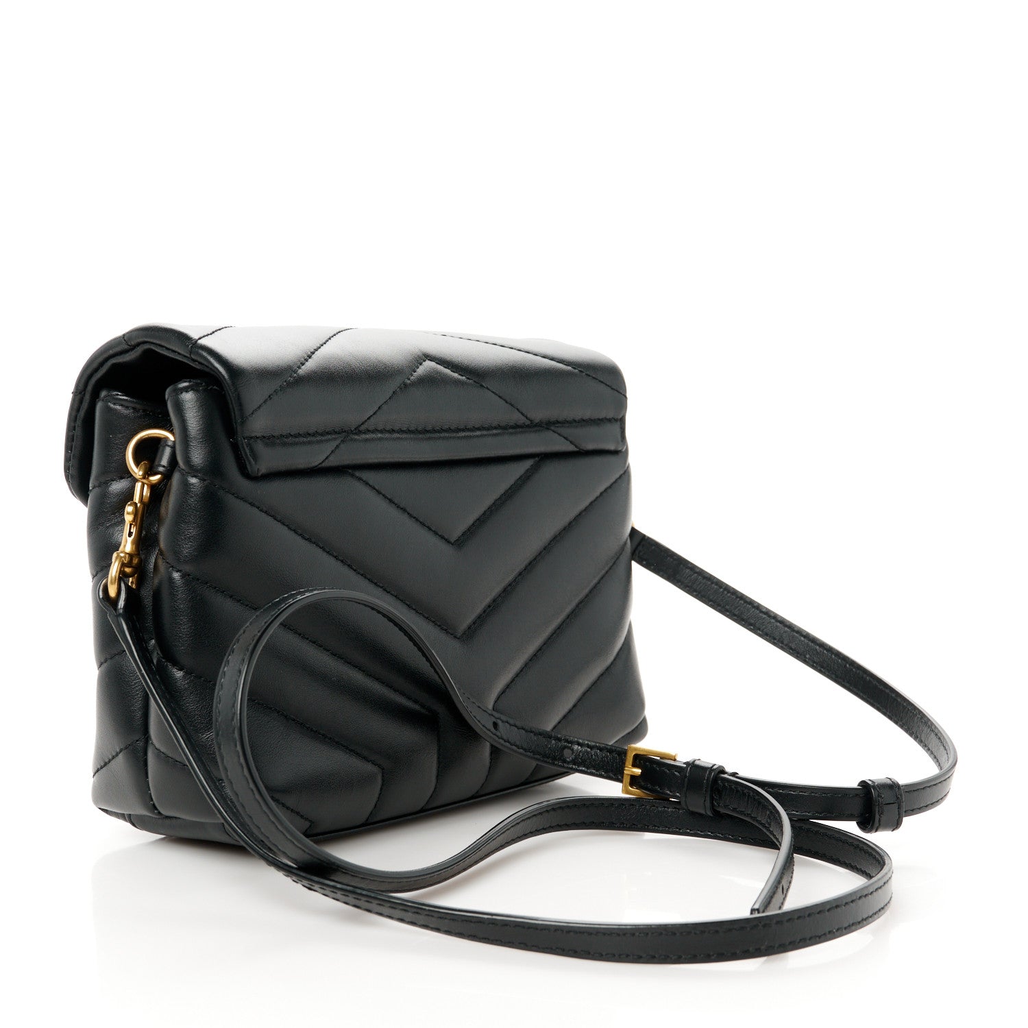 Saint Laurent Calfskin Y Quilted Monogram Toy Loulou Crossbody Bag Black 3 of 12