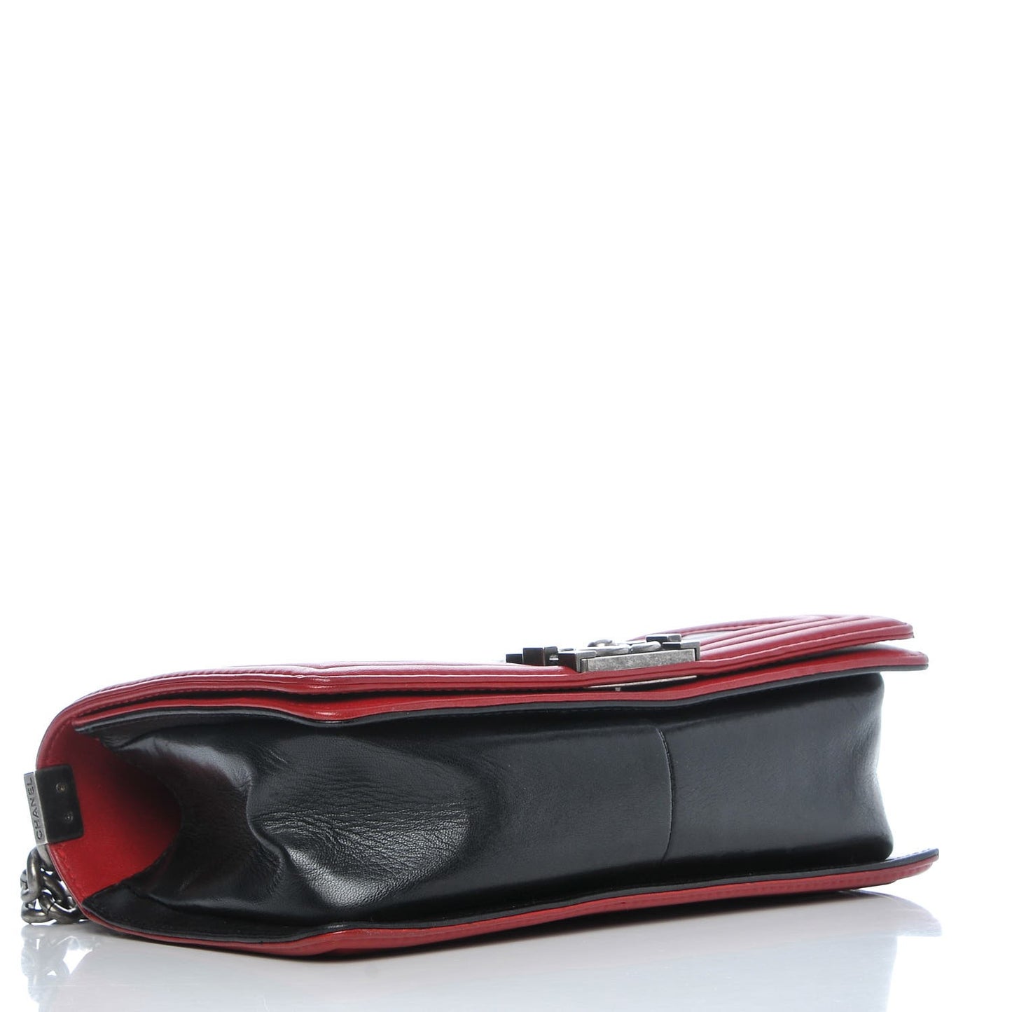 Lambskin Quilted Medium Boy Flap Black Red