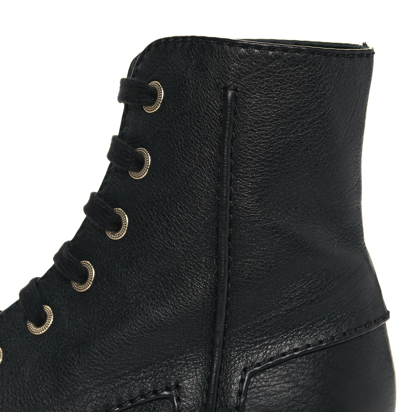 Calfskin Lace Up Combat Boots 38.5 Black