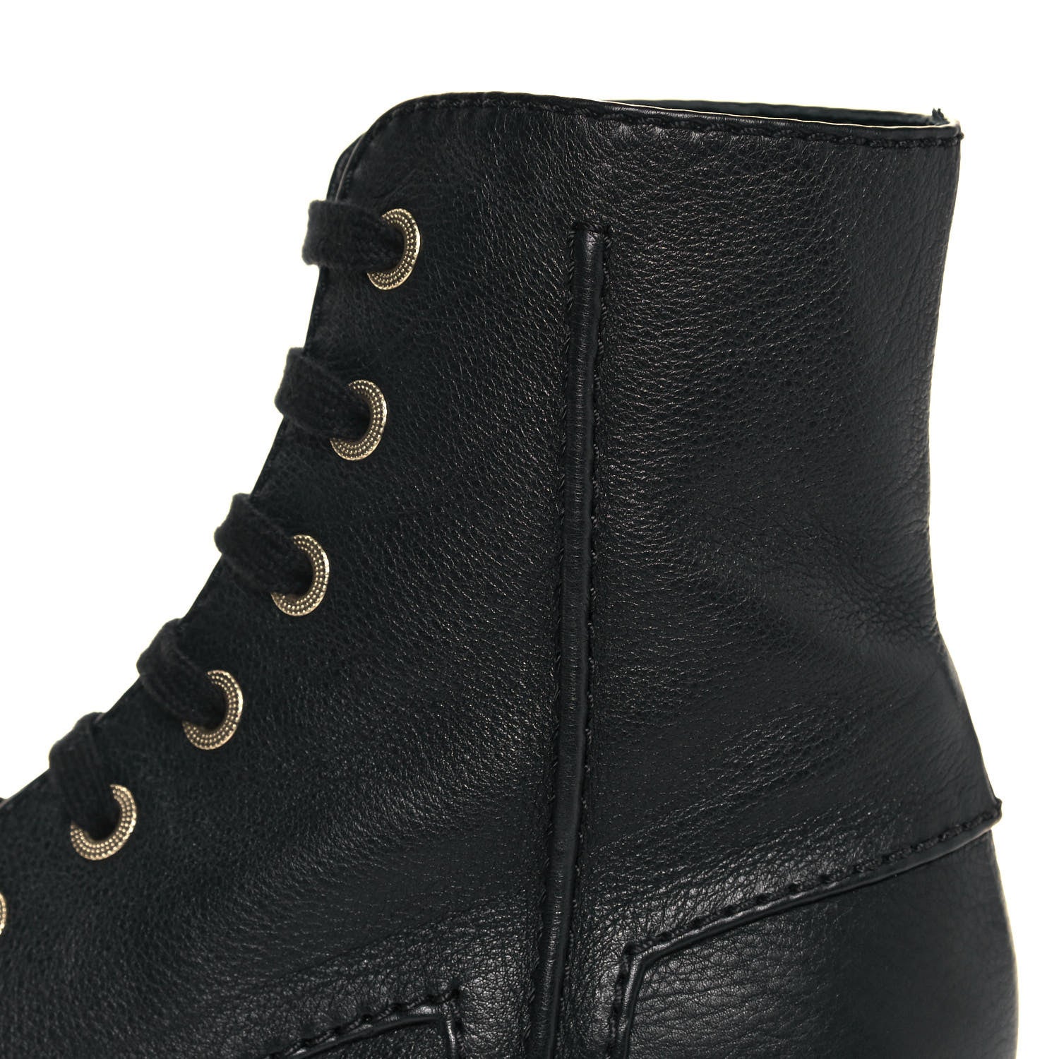 Chanel Calfskin Lace Up Combat Boots 38.5 Black 9 of 12