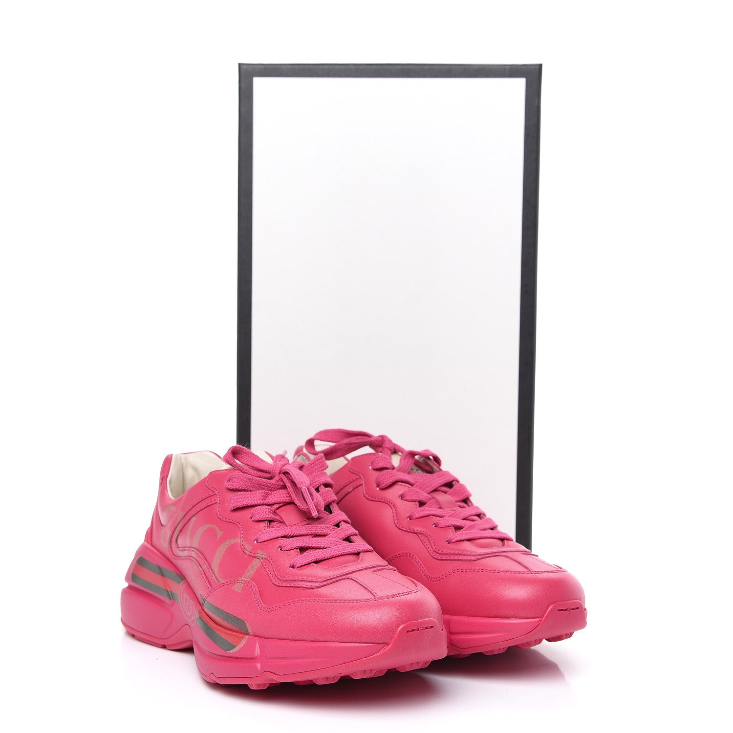 Gucci Calfskin Logo Womens Rhyton Sneakers 37.5 Box Pink 9 of 9