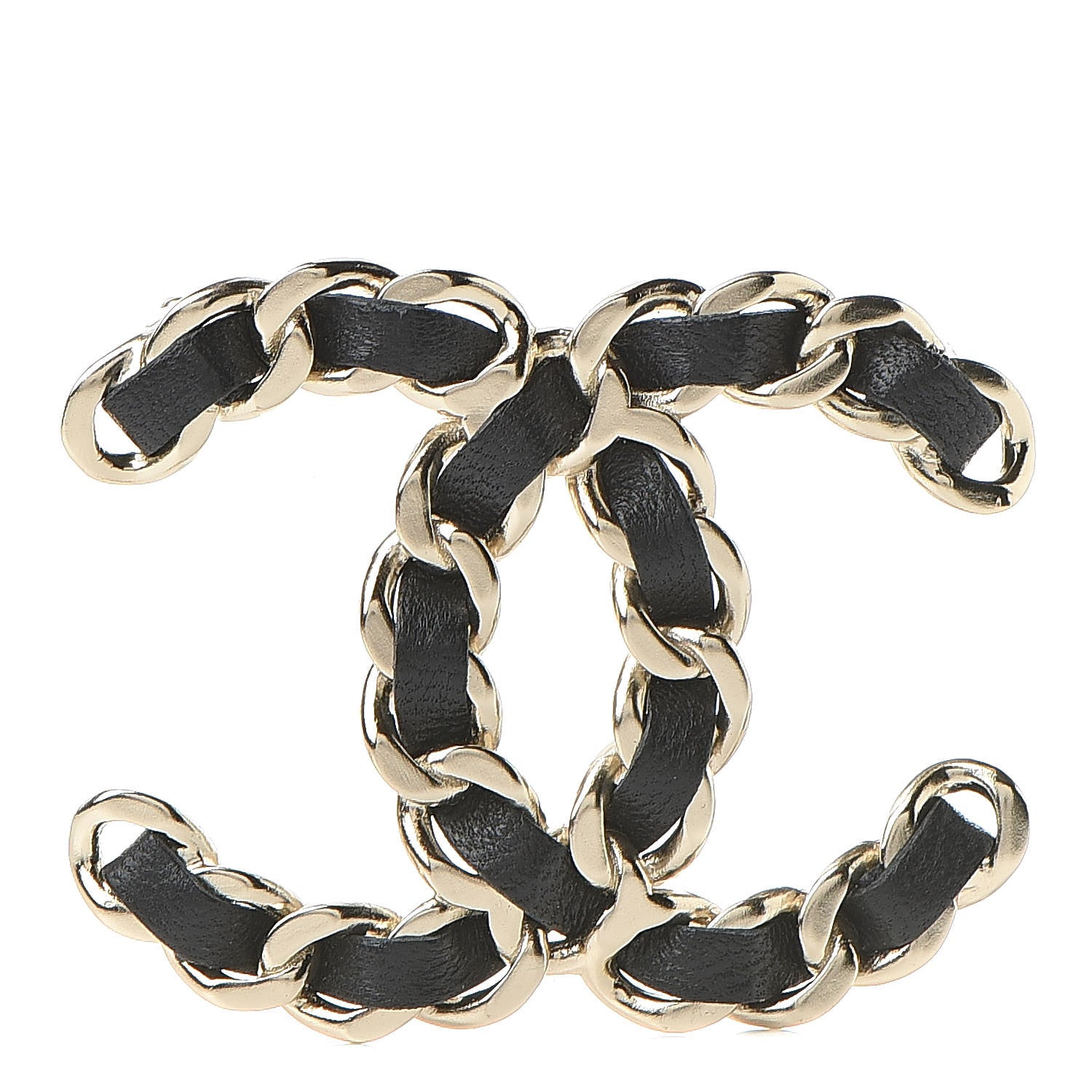 Chanel Lambskin Chain CC Brooch Black Gold 1 of 5