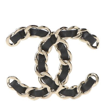 Chanel Lambskin Chain CC Brooch Black Gold 1 of 5