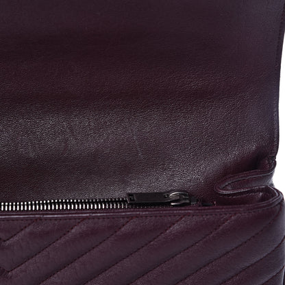 Saint Laurent Sheepskin Matelasse Chevron Monogram Large College Satchel Amaranto 10 of 21