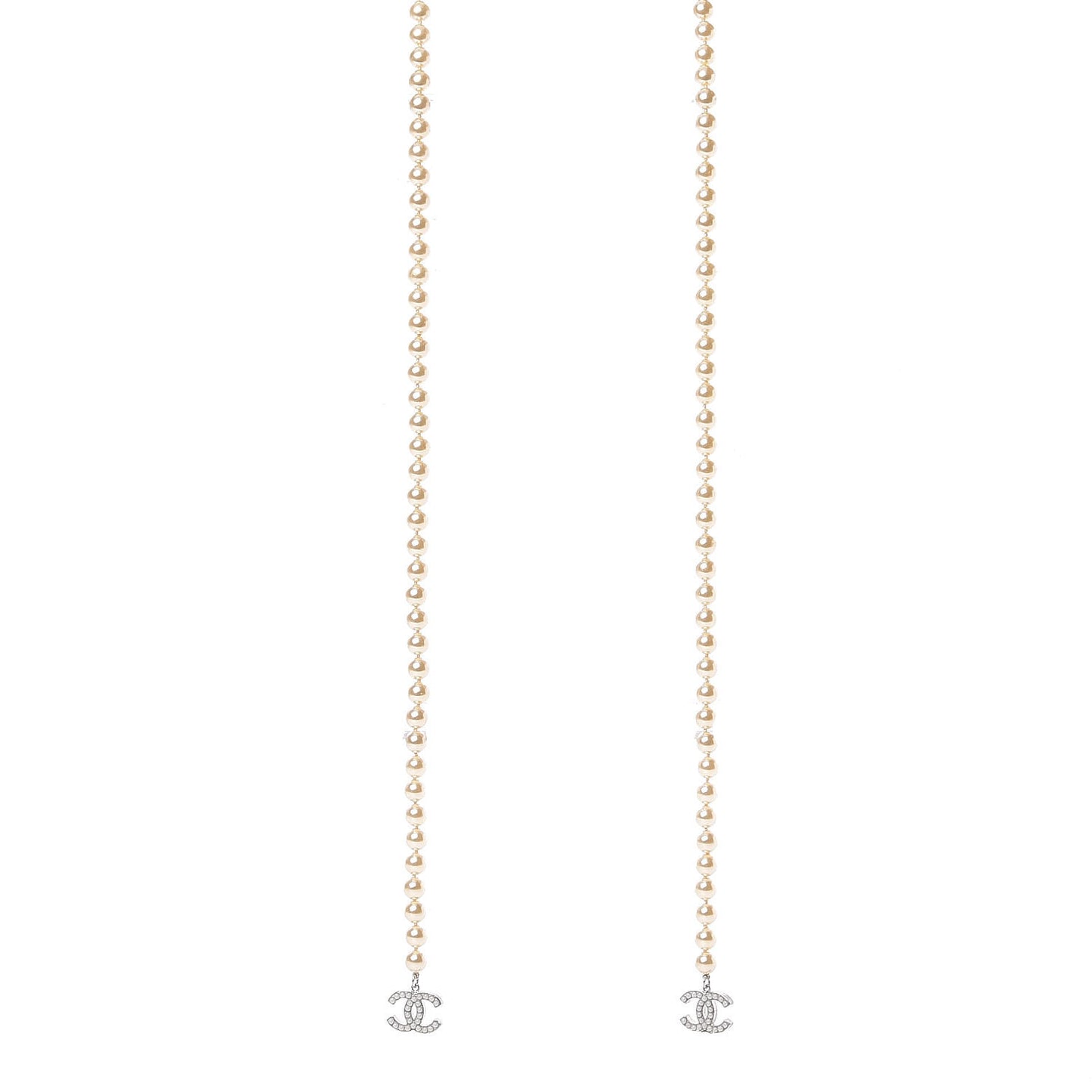 Pearl CC Long Necklace Silver