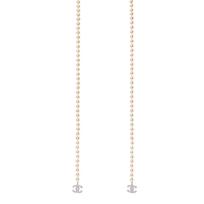 Chanel Pearl CC Long Necklace Silver 1 of 5