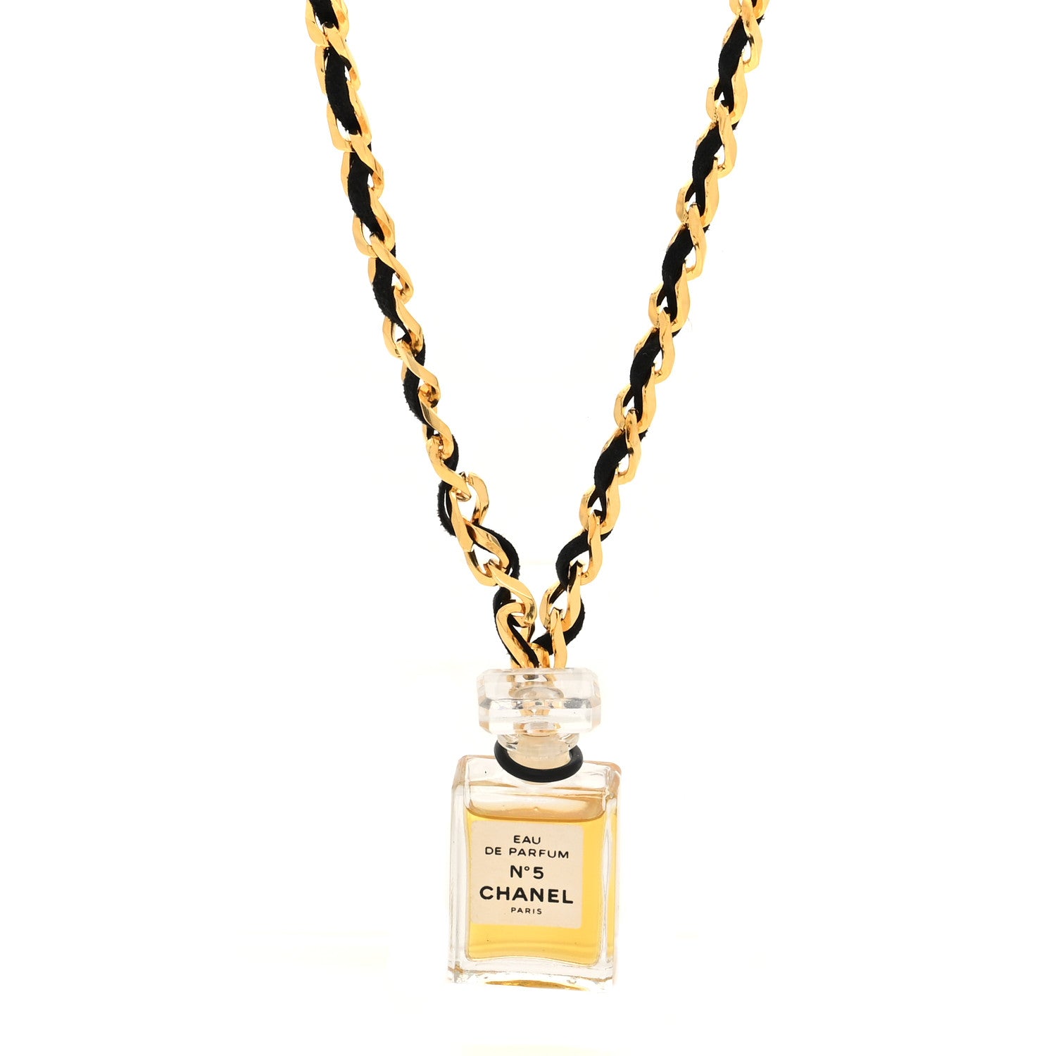 Chanel N°5 Perfume Bottle CC Necklace Gold 1 of 5