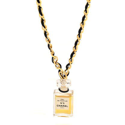 Chanel N°5 Perfume Bottle CC Necklace Gold 1 of 5