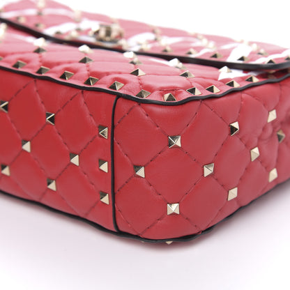 Valentino Garavani Lambskin VLTN Print Medium Rockstud Spike Shoulder Bag Red 8 of 11
