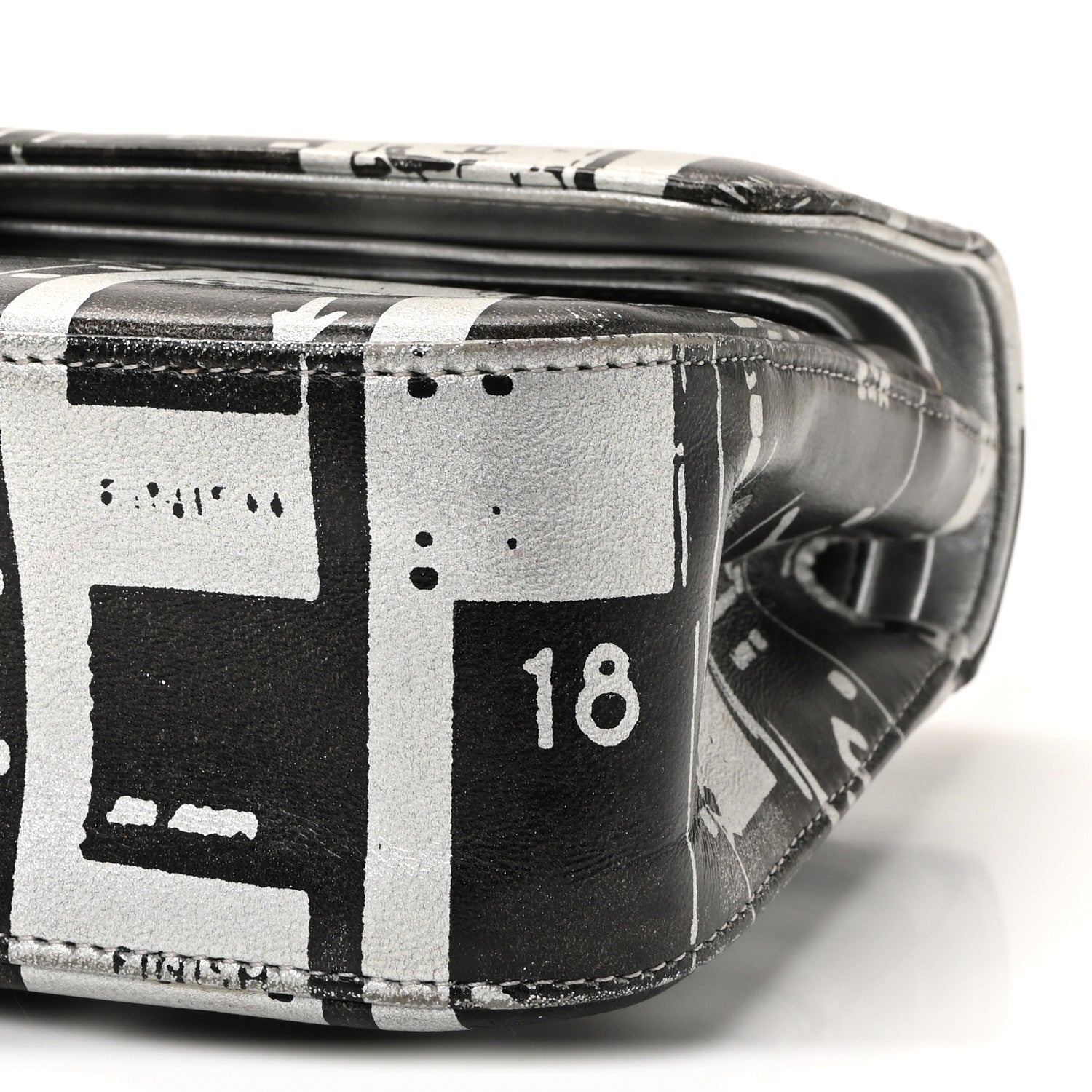 Chanel Lambskin Graffiti Printed Medium Double Flap Black Silver 10 of 10