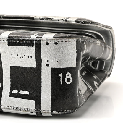 Chanel Lambskin Graffiti Printed Medium Double Flap Black Silver 10 of 10