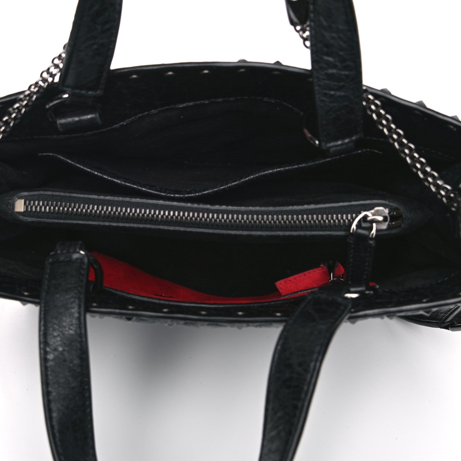 Valentino Garavani Craquele Nappa Rockstud Spike Tote Black 6 of 14