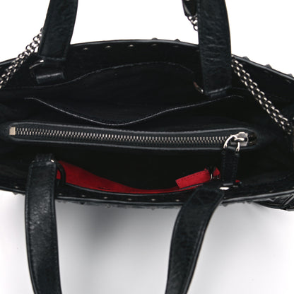 Valentino Garavani Craquele Nappa Rockstud Spike Tote Black 6 of 14