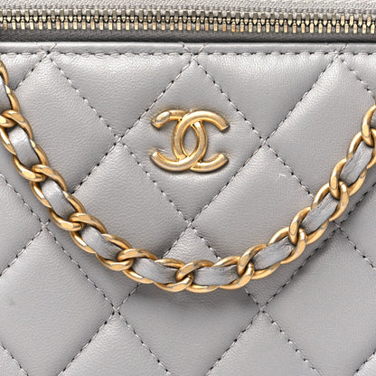 Chanel Lambskin Quilted Small Pearl Crush Vanity Case With Chain Grey 8 of 11