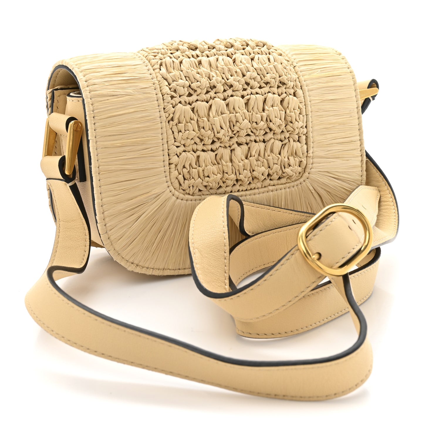 Raffia Braided Small Supervee Crossbody Bag Beige