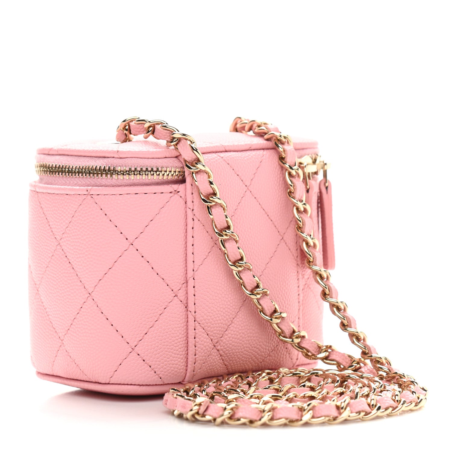 Chanel Caviar Quilted Mini Vanity Case With Chain Pink 2 of 8