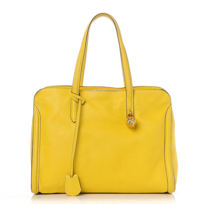 Alexander McQueen Pebbled Calfskin Large Skull Padlock Zip Around Tote Yellow 1 of 10