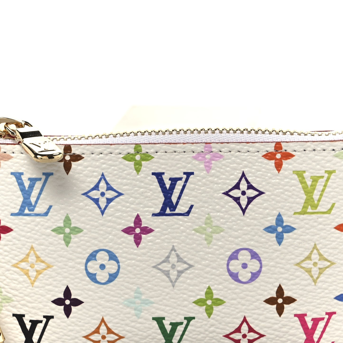 LV X TM Monogram Multicolor Key Pouch White