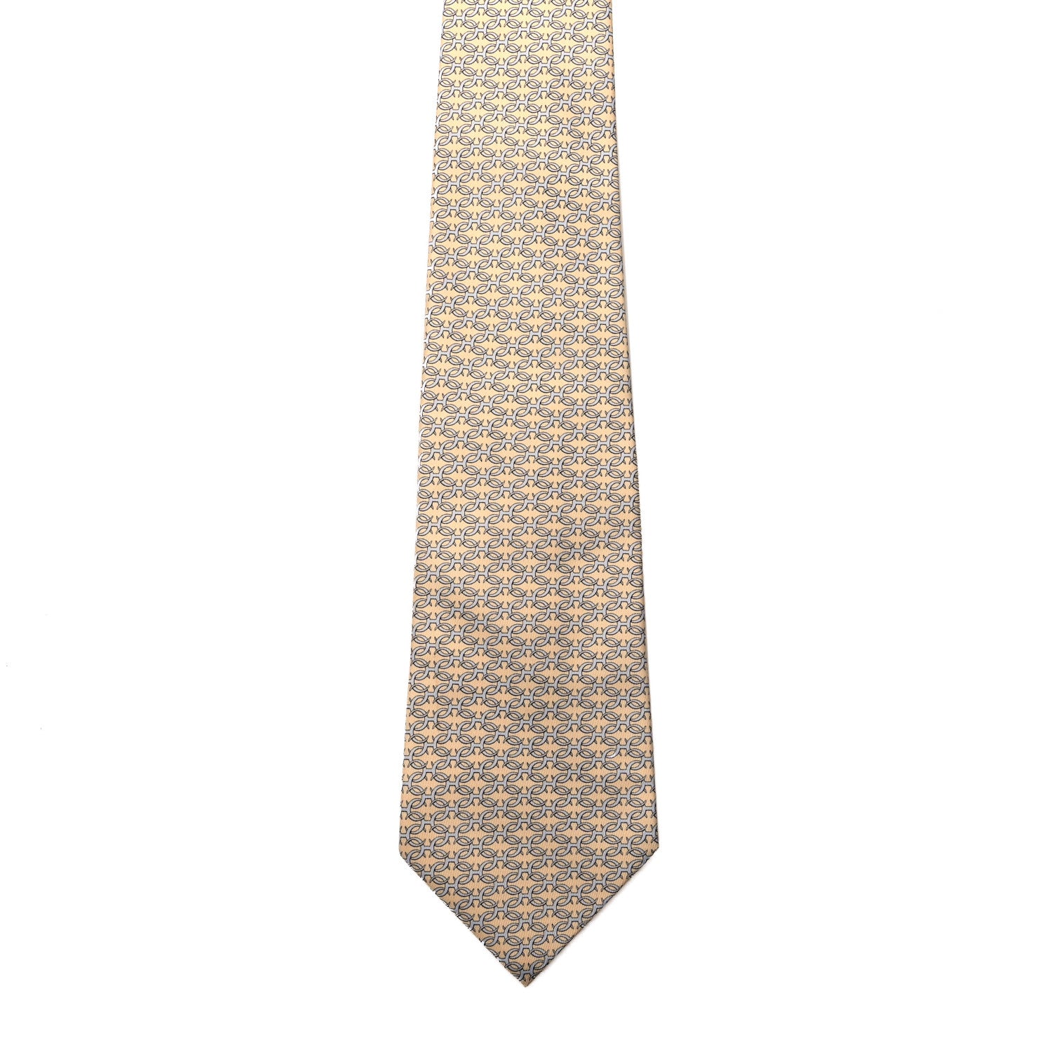 Hermes Printed Silk Mens Neck Tie Yellow 2 of 5