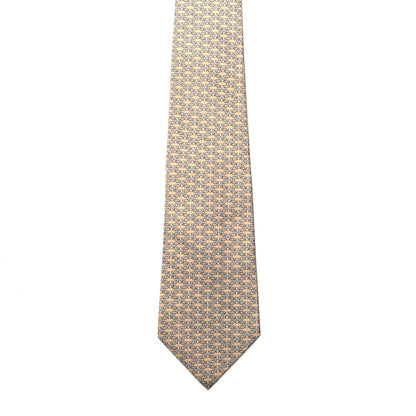 Hermes Printed Silk Mens Neck Tie Yellow 2 of 5