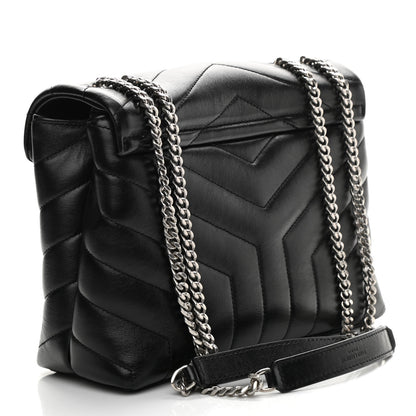 Saint Laurent Calfskin Y Quilted Monogram Small Loulou Chain Satchel Black 2 of 9