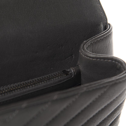 Saint Laurent Sheepskin Matelasse Chevron Monogram Medium College Bag Asphalt 9 of 14