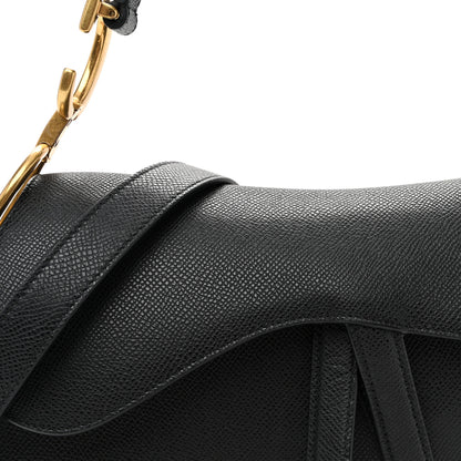 Christian Dior Grained Calfskin Saddle Bag With Strap Black 8 of 10