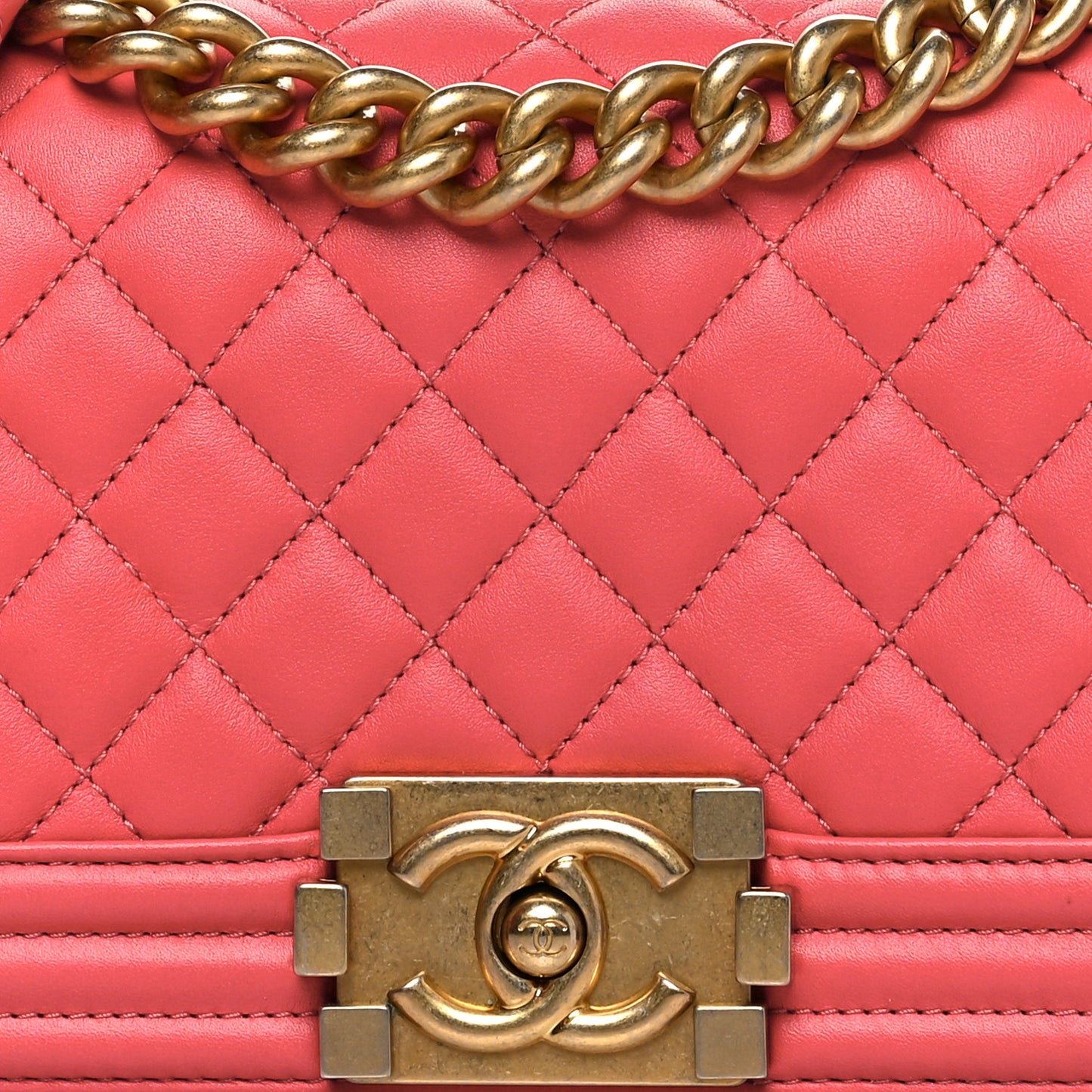 Calfskin Quilted Small Boy Flap Dark Pink