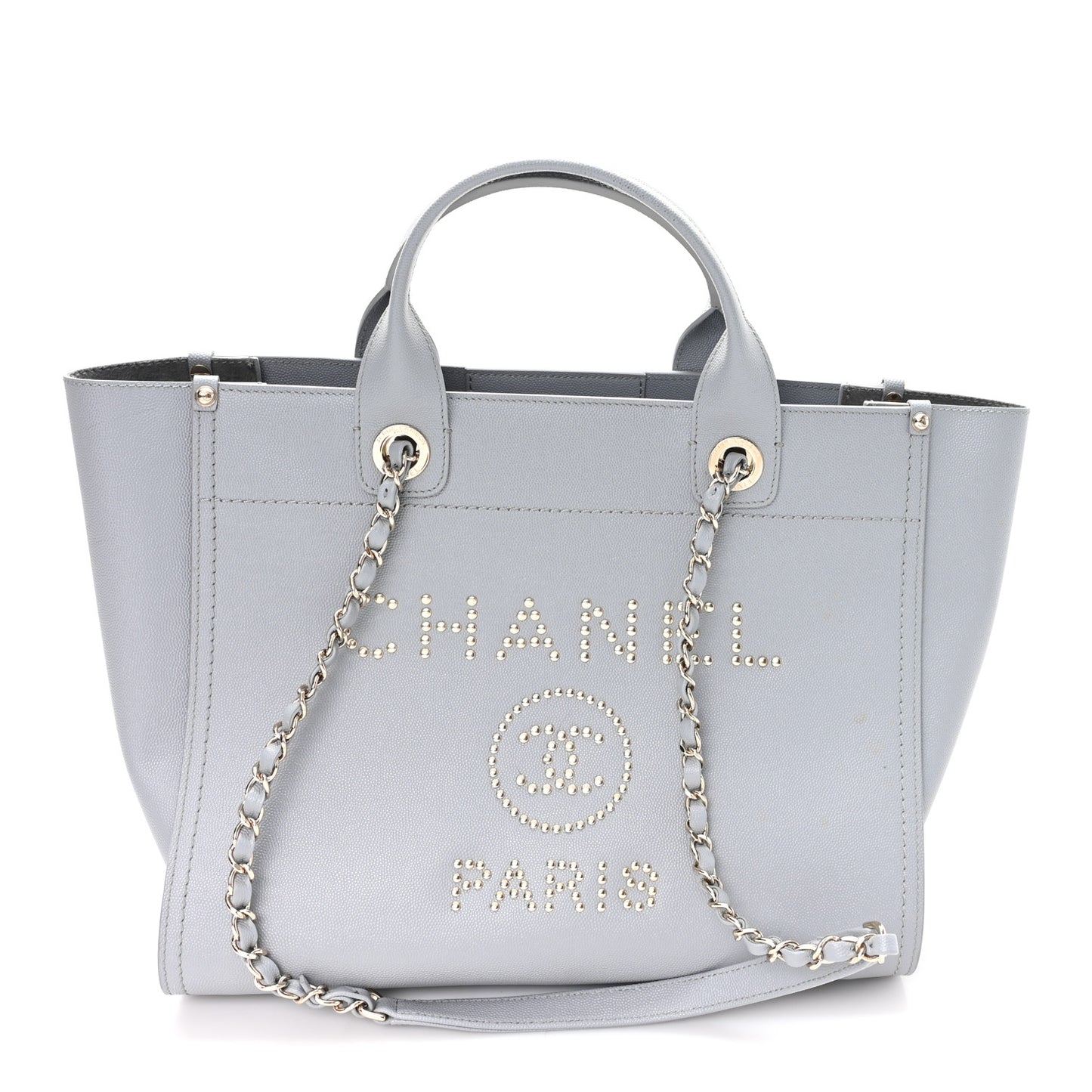 Caviar Studded Small Deauville Tote Grey