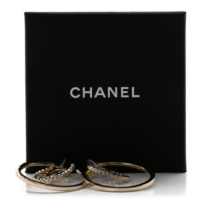 Chanel Crystal CC Double Hoop Earrings Gold 4 of 4