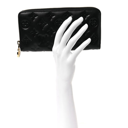 Louis Vuitton Lambskin Embossed Monogram Coussin Zippy Wallet Black 2 of 6