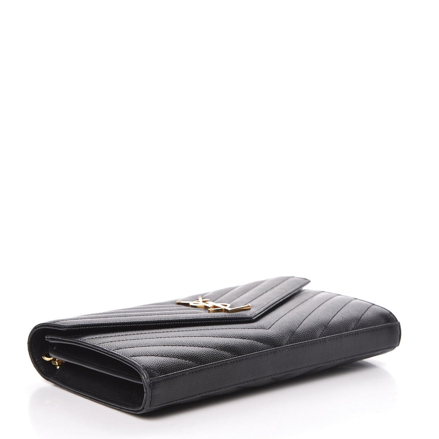 Grain De Poudre Matelasse Chevron Monogram Chain Wallet Black