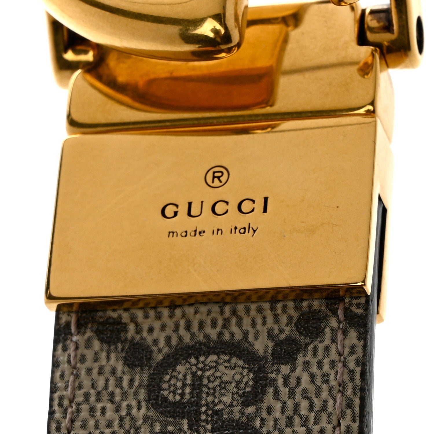 Gucci GG Supreme Monogram Plutone Calfskin Double G Reversible 30mm Belt 80 32 Beige Ebony Mystic White 5 of 6