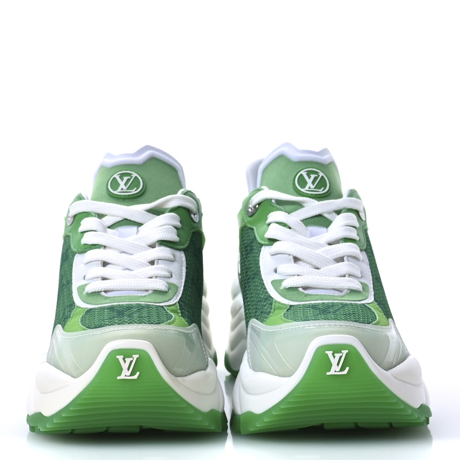 Louis Vuitton Monogram Calfskin Run 55 Sneakers 36 White Green 3 of 8