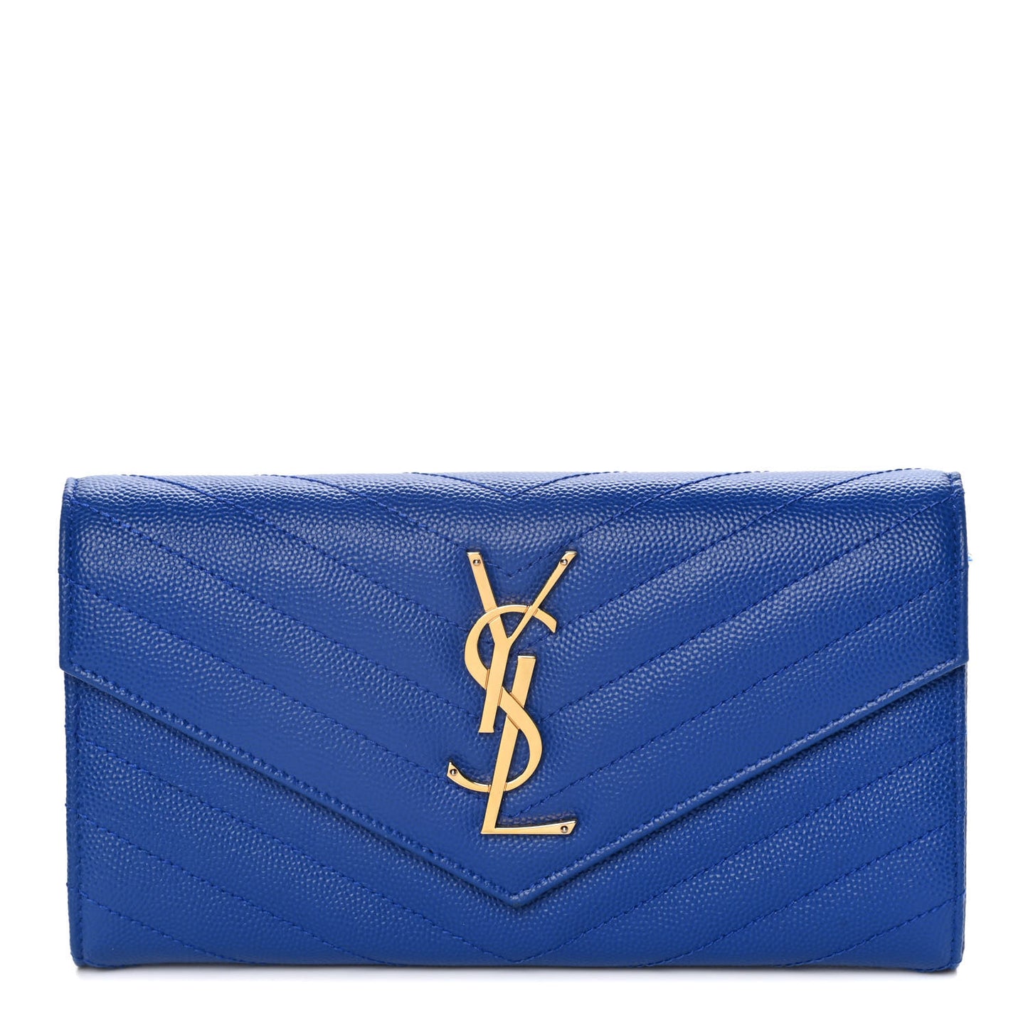Grain De Poudre Matelasse Chevron Monogram Flap Wallet Royal Blue