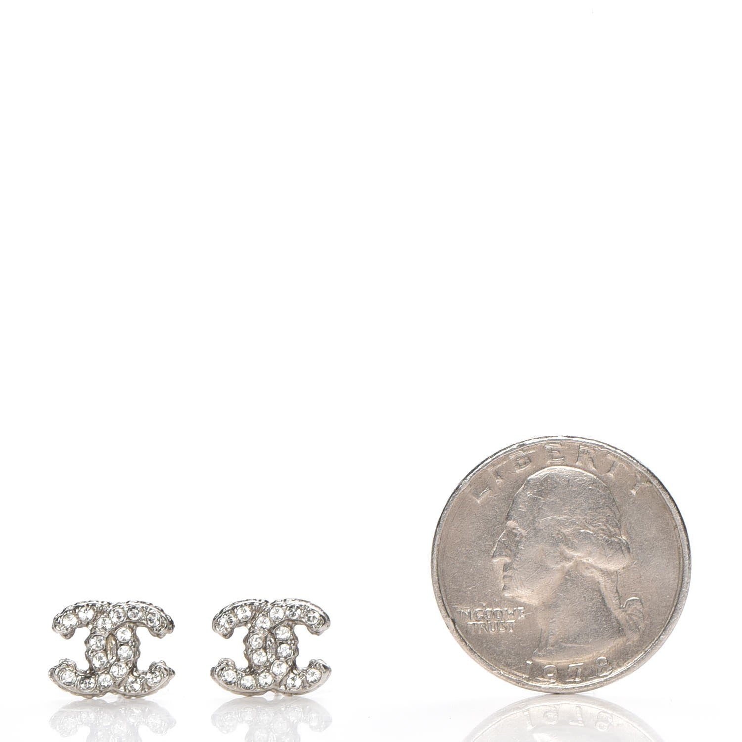 Chanel Crystal CC Earrings Silver 2 of 5