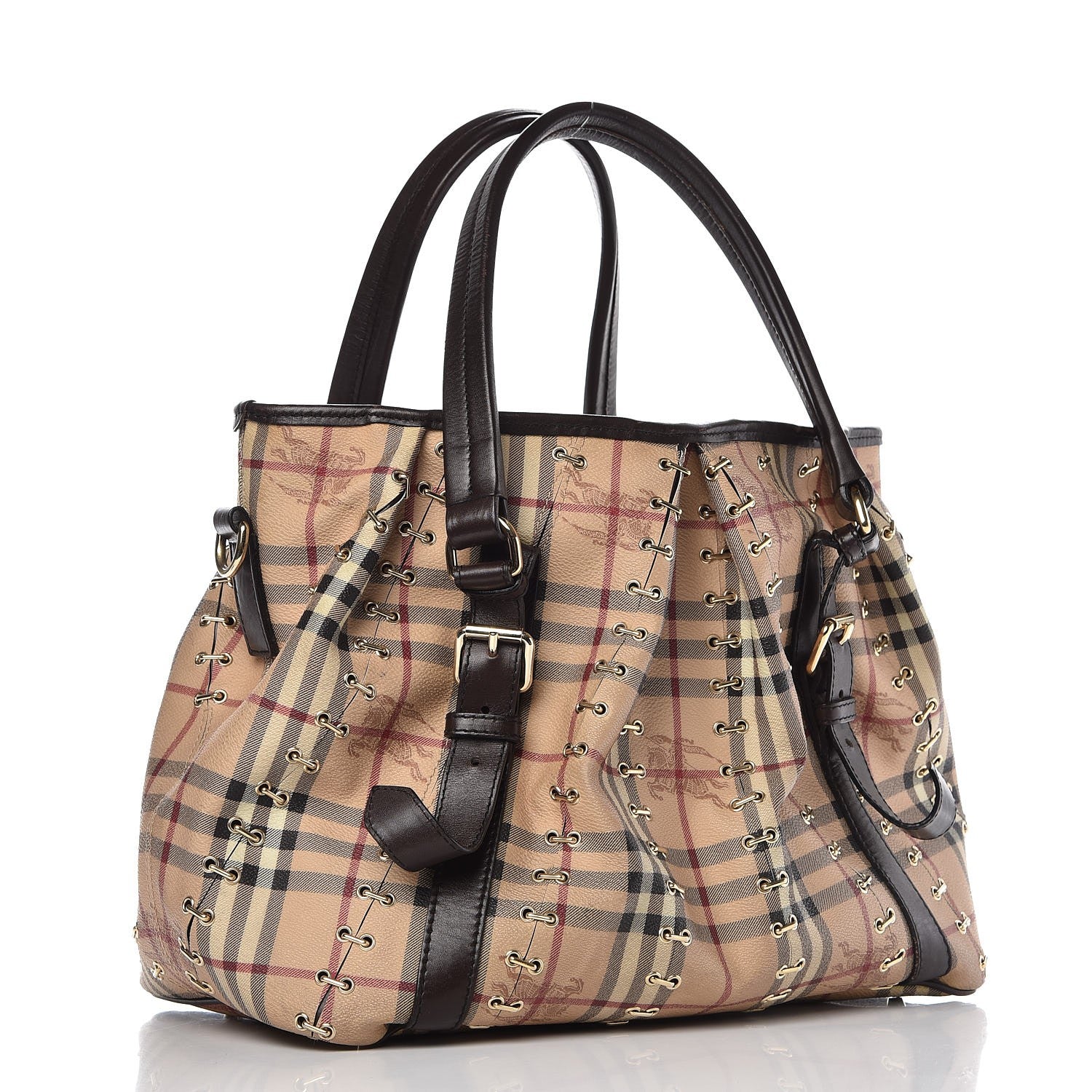 Burberry Haymarket Check Metal Stitch Lowry Dark Brown 3 of 24