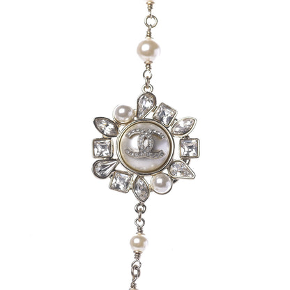 Chanel Pearl Crystal CC Snowfall Long Necklace Gold 5 of 7