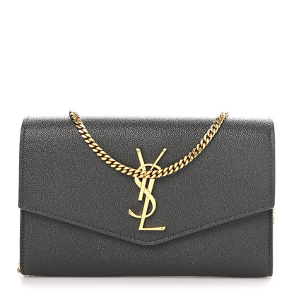 Saint Laurent Grain De Poudre Uptown Chain Wallet Pebble 1 of 11