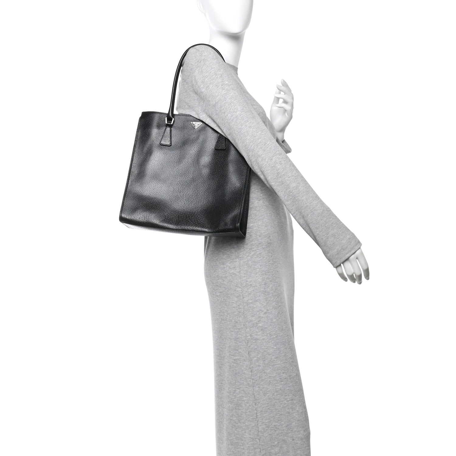 Prada Cinghiale Triangle Tote Black 2 of 13