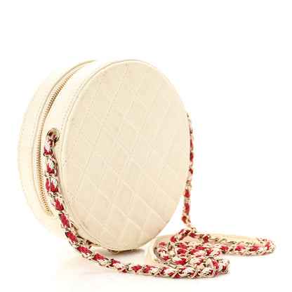 Chanel Lambskin Coco Lifesaver Round Bag Red White 3 of 17