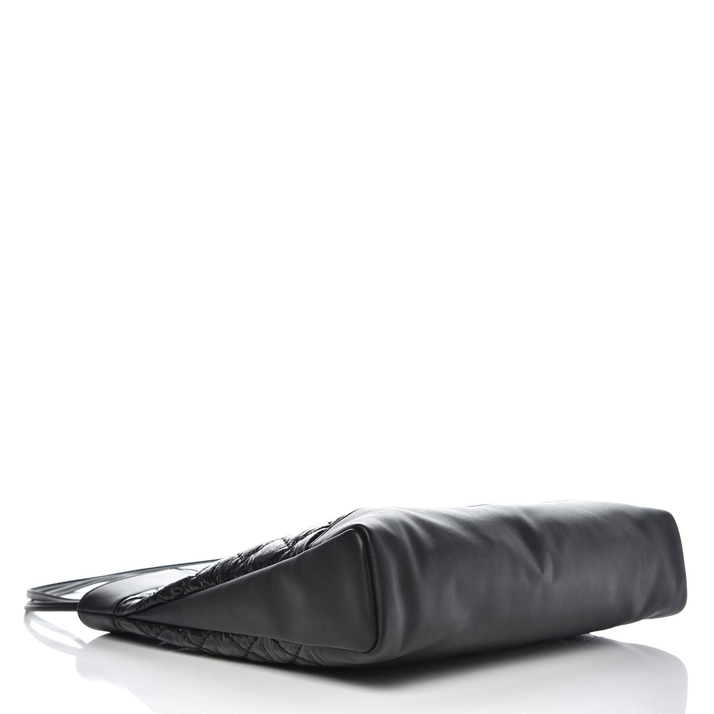 Crumpled Calfskin Quilted 31 Large Shopping Bag Black