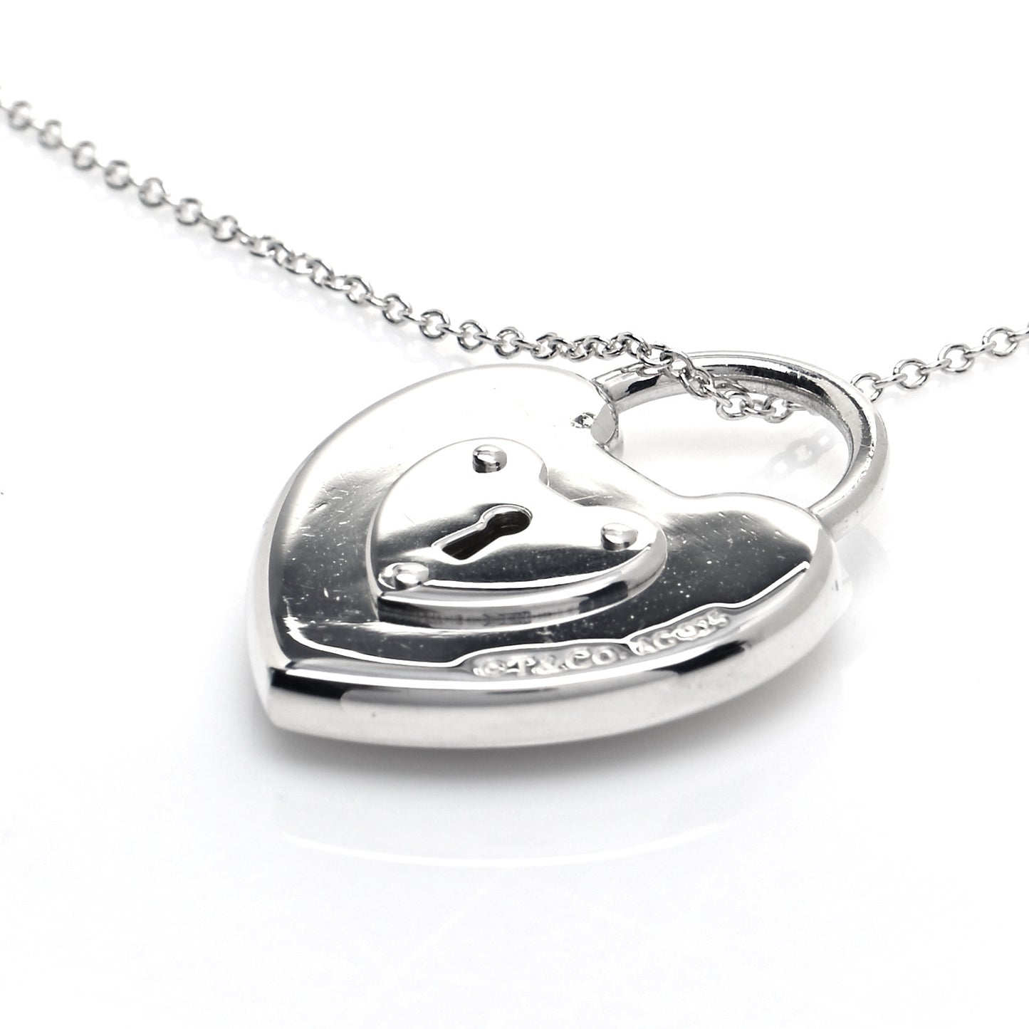 Sterling Silver Heart Lock Pendant Necklace