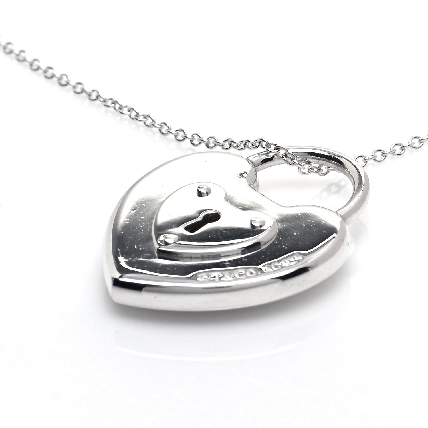 Tiffany Sterling Silver Heart Lock Pendant Necklace 4 of 6